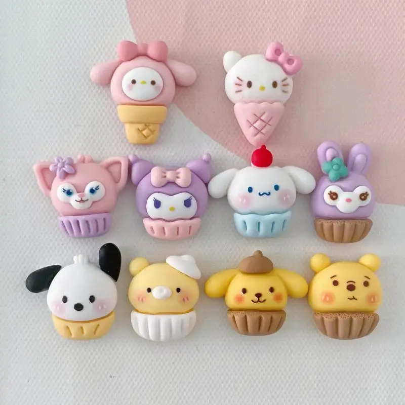 

5Pcs Sanrio Kawaii Hello Kitty Onpompurin Mymelody Diy Cream Drop Glue Material Cake Series Hairpin Hair Accessories Material