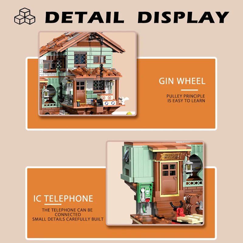 Модель Машины Mini-kirpichnaya Рыболовная Деревня Строительные Блоки Вид На Город Улицу