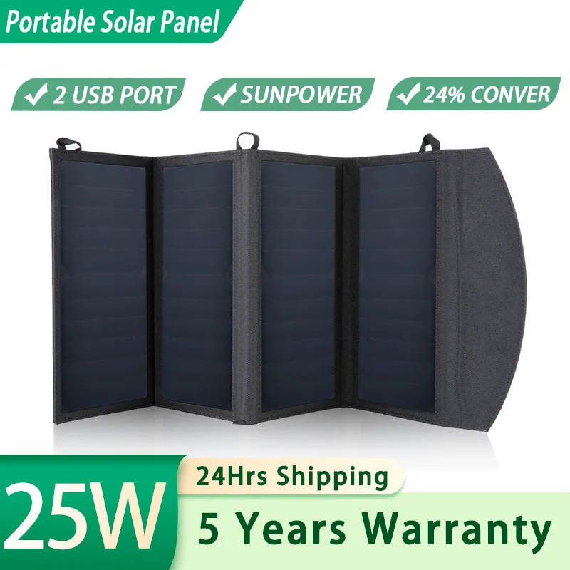 

25W Solar Panel 5V2A Portable Solar System For Home Complete Kit Dual USB Output For Power bank, camping, travel, phone