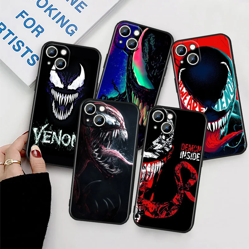 

Marvel Venom For Apple iPhone 11 Phone Case 14 13 12 XS XR X 8 7 6 6S 5 5S SE Pro Max Plus mini Black Cover