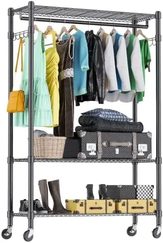 

Heavy Duty Large Clothing 205 cm/80'' Height, Garment Commercial Clothes 3 Tier Cloth Drying Dress Hanging with Lo