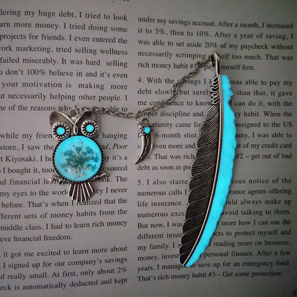 

1pc Retro Dried Flowers Bookmark with Owl Pendant Creative Luminous Bookmarks School Office Supplies Vintage Stationery