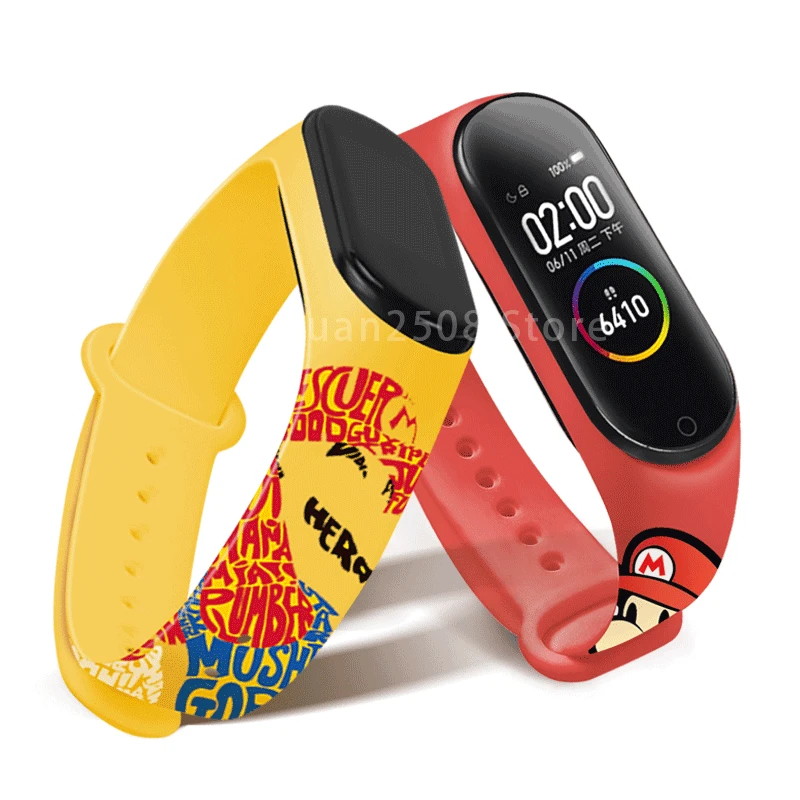 Модный ремешок в стиле Super Mario для Mi Band 4 3 5 6 креативный милый мультяшный