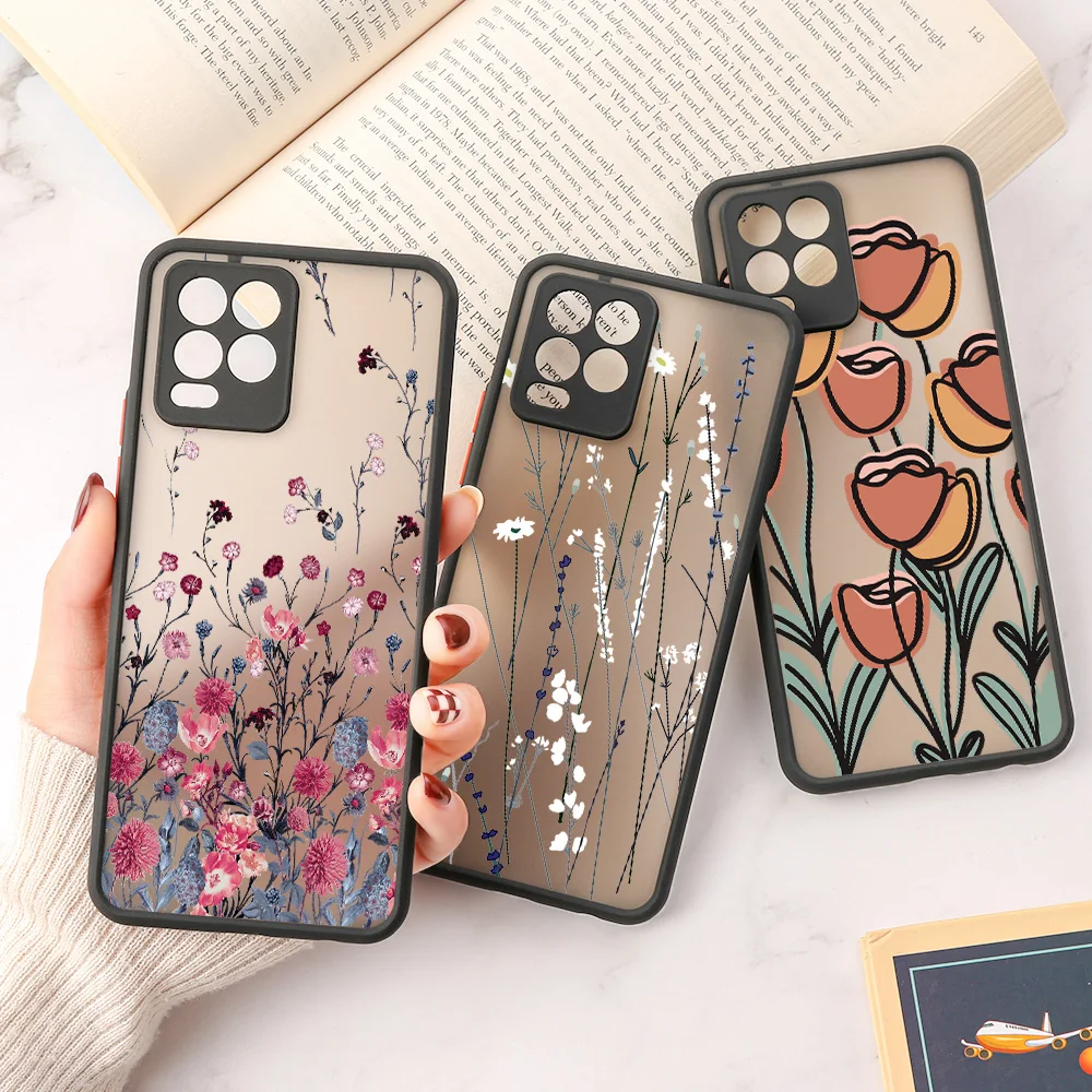 Flower Painted Case For OPPO Realme 8 Case Realme 7 Pro 6 A54 A72 A15 C17 C11 C15 5 A5 A9 2020 A92 A52 A31 A53 Hard Matte Cover