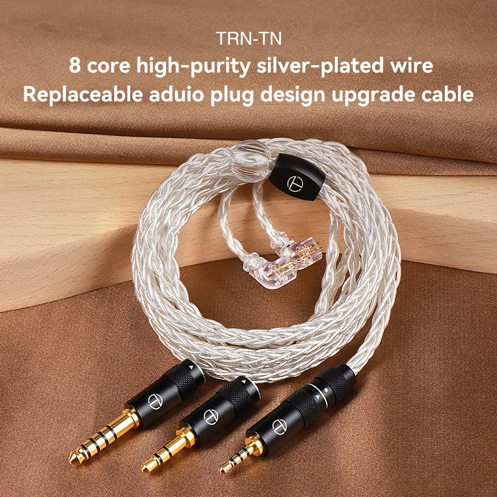

TRN TN 8 Core Oxygen Copper Silver HIFI Upgrade Earphones Cable High Purity Replaceable Audio Plug Design For TRN VX Pro