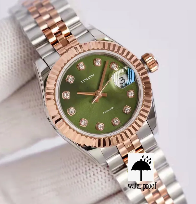 Luxury Brand Ladies Watch Fashion Automatic Mechanical 31mm Sapphire Glass Black Dial Rose Gold Strap 316 Stainless Steel Clock enlarge