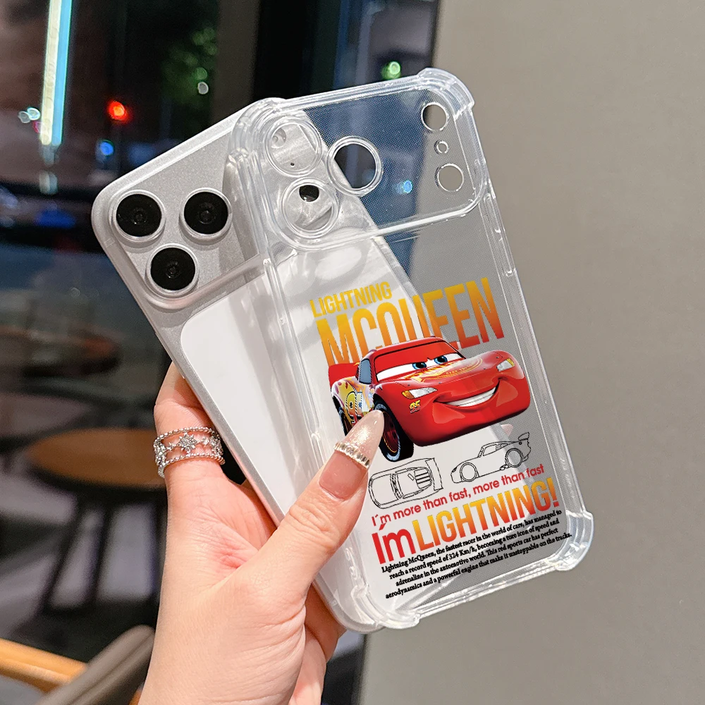 Фото Прозрачный противоударный мягкий чехол для iPhone 17 Air 16 15 14 Plus 13 12 11 Pro Max X Xs XR 8 с мультяшными машинками МакКуин и Салли №2