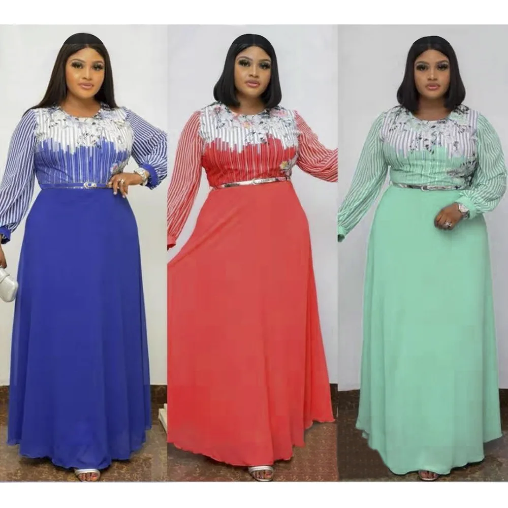 

African Dresses for Women Summer 2022 Fashion African Women Long Sleeve O-neck Long Dress African Dresses for Women Maxi Dress