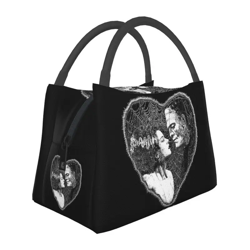 

Теплоизолированные сумки для обеда Bride Of Frankenstein Kiss, Портативная Сумка-тоут для завтрака в стиле фильма ужасов научной фантастики для кемпин...