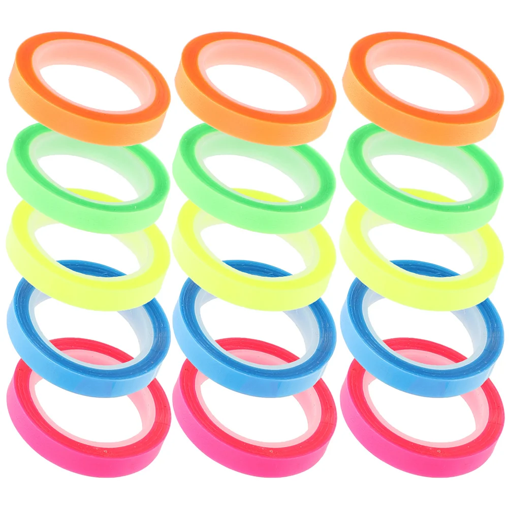 

15 Rolls Labels Waterproof Index Sticker Highlighter Strips Page Markers Tabs Portable Book Fluorescence Tape Sticky neon