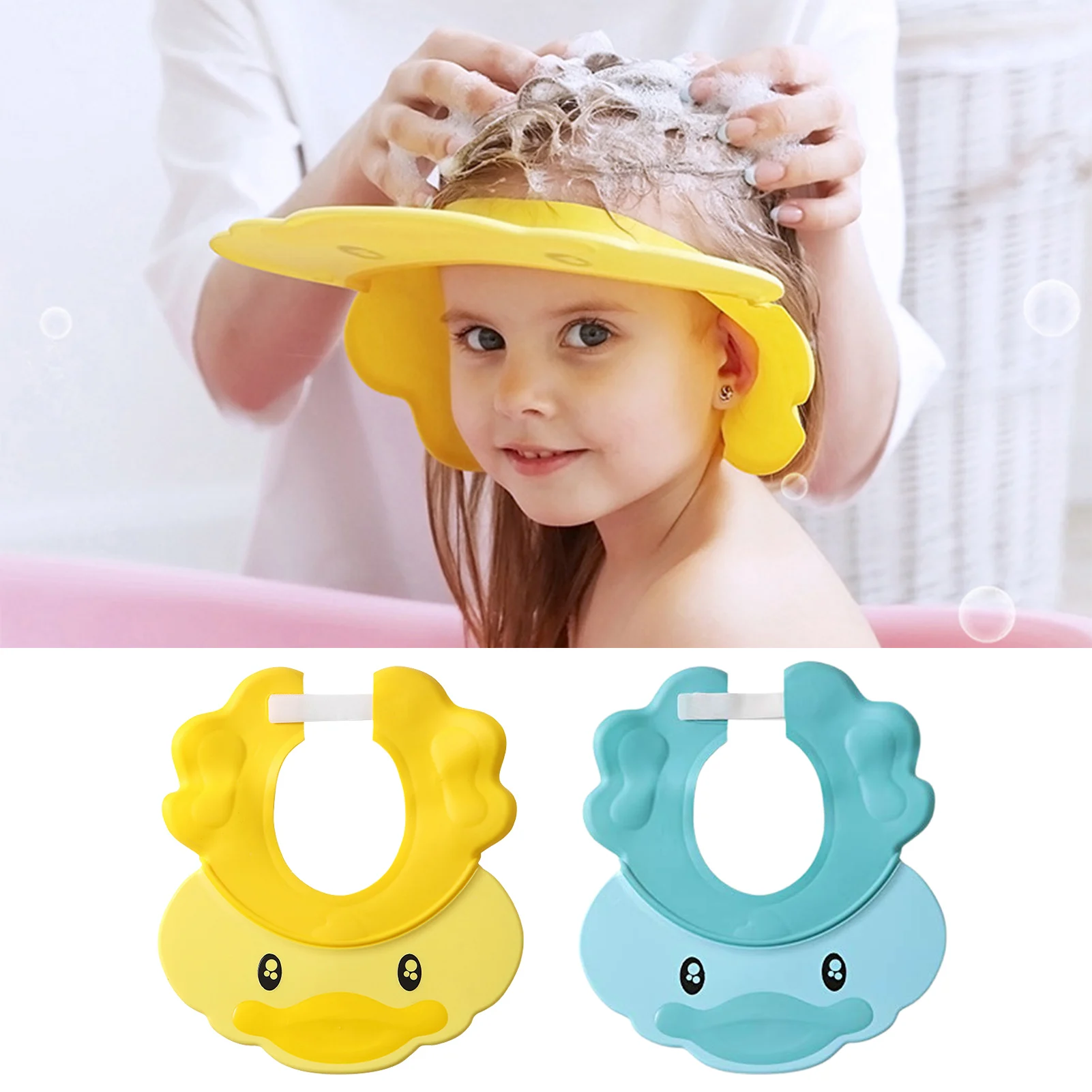 

Baby Shower Cap Adjustable Multi-Purpose Silicone Bath Visor Protect Eye Ear Shower Shield Bathing Washing Hat For Toddlers Kids