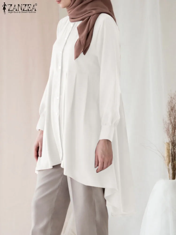 

Осенняя модная женская блузка, элегантная Абая, Асимметричная рубашка с круглым вырезом и длинным рукавом, блузы, кафтан, мусульманская одежда