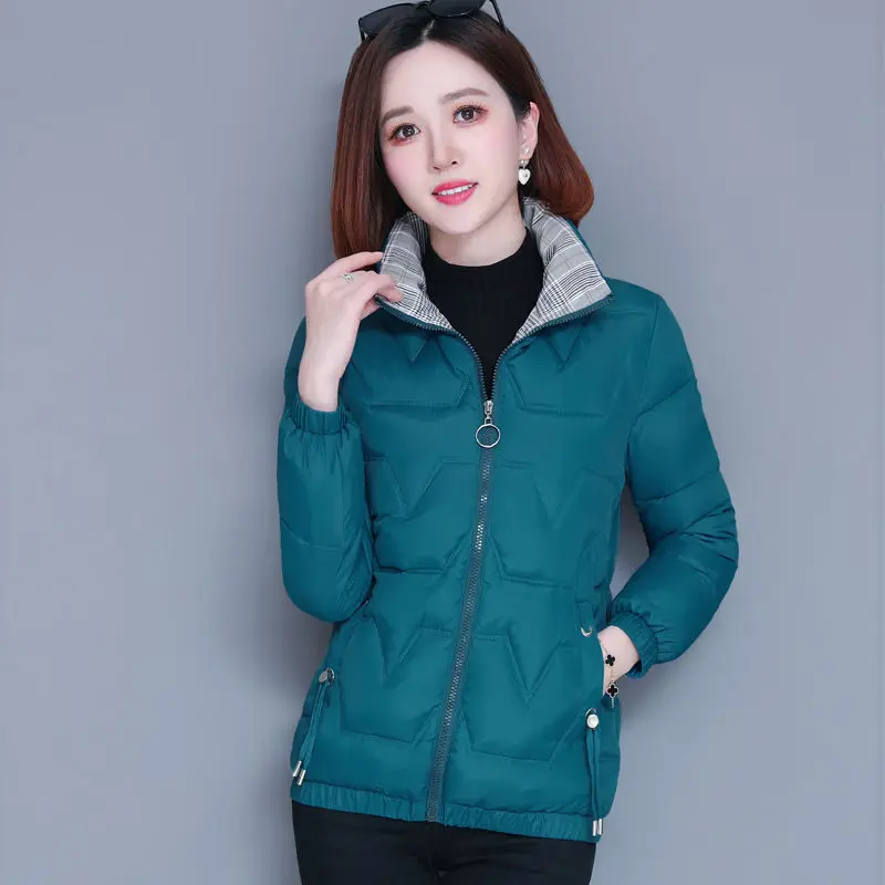 2023 New Winter Jacket Cotton Coat Women Short Slim Stand Collar Korean Fashion Warm Small Padded Jacket Coat