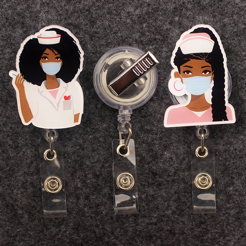 

Rotate 2022 And Retractable Exhibition Nurse Cartoon Enfermera Name Medical Card The Reel Holder New Boy Card Badge 360° Girl