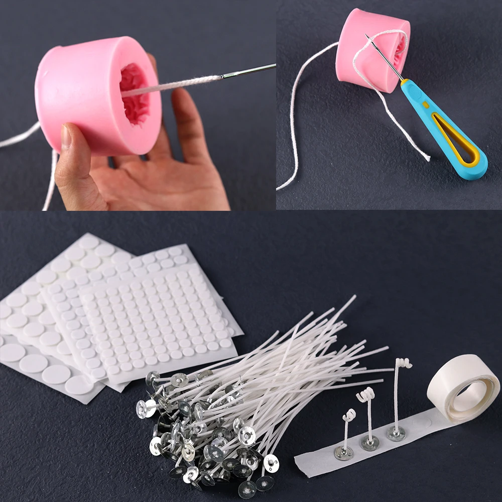 Вощеные хлопковые фитили с металлическими основаниями и инструменты для