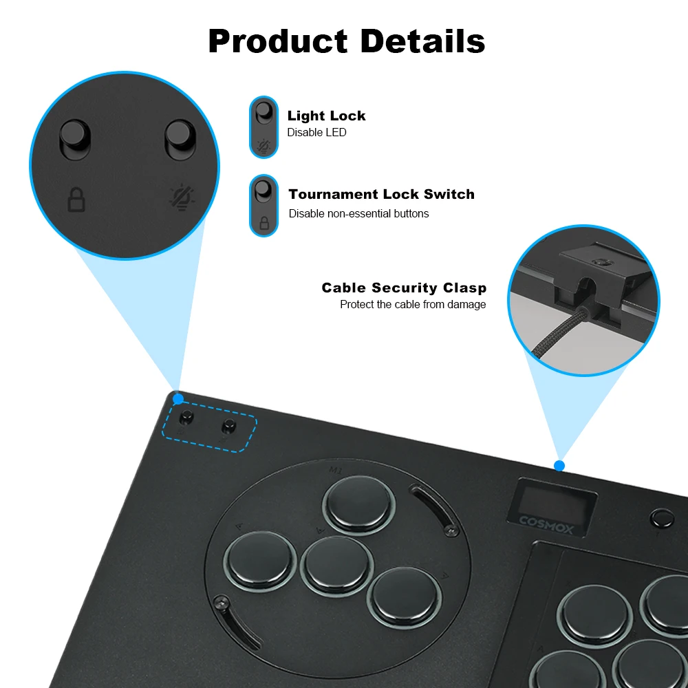 Фото Беспроводной контроллер Haute42-COSMOX X-Move Stick без рычагов для ПК, PS4, PS5, Xbox, Steam, Switch с регулируемым расположением кнопок, джойстик Hibox №5