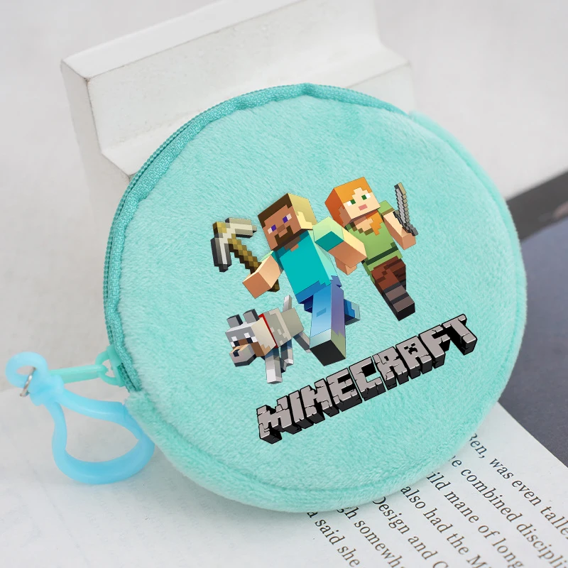 Фото Новый кошелек для монет в игровой тематике Minecrafted, мужской мультяшный кошелек Zero Wallet, круглые сумки, мужская мини-модная сумка для хранения наушников, подарок на день рождения №4