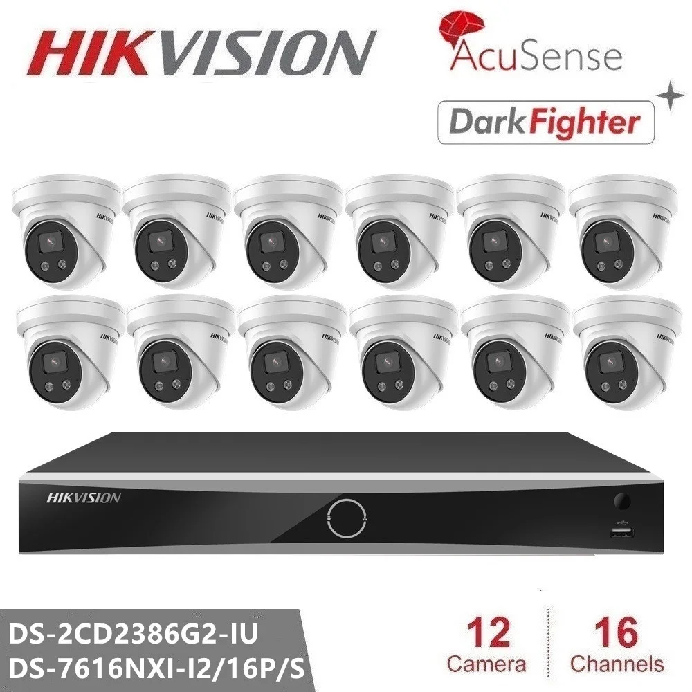 

Hikvision 8MP IP Camera 4K POE AcuSense Original DS-2CD2386G2-IU H.265+ DarkFighter IP67 IR 30M IPC Turret Network Camera