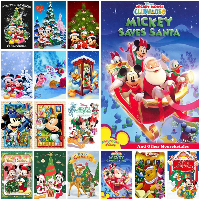 

5D Diamond Painting Disney Mickey Minnie Pooh Bambi Stitch Santa Diamond Embroidery Mosaic Full Drill Christmas Home Decor Gifts