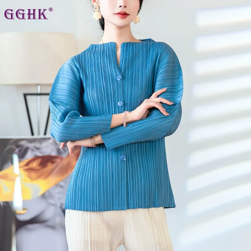 Женская однотонная плиссированная куртка GGHK Miyake повседневный однобортный