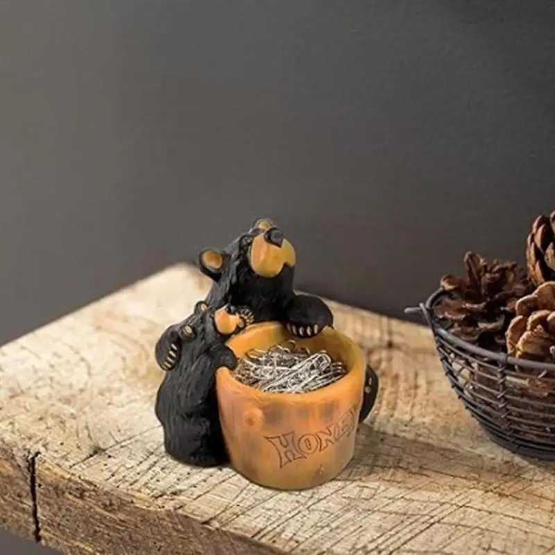 Искусственная статуя стол деревенский Декор салона черный медведь мать ребенок