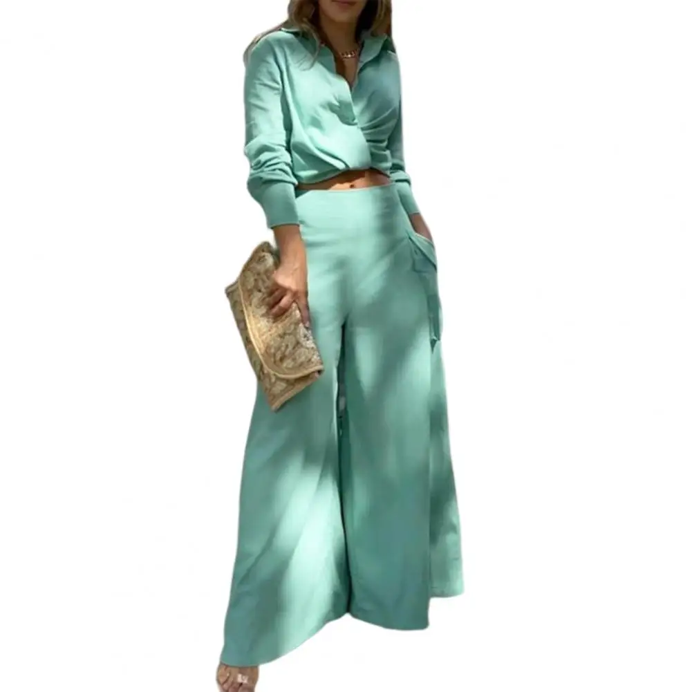 

Женская рубашка и брюки с длинным рукавом, с отложным воротником