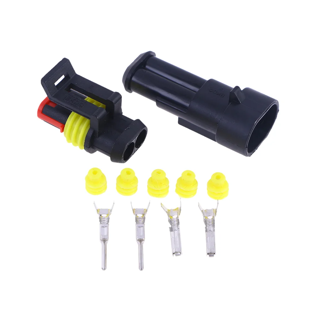 

5 Set 3 Pin Way AMP Male Car Waterproof Electrical Connector Plug with Terminals (Black)
