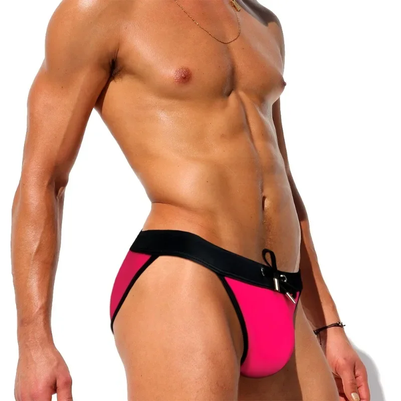 Фото Sexy Bikini Men Sexy Swimming Trunks Low Waist Swimwear Drop with Push-up Briefs Swimsuit Breathable Boxer Beach Shorts №5