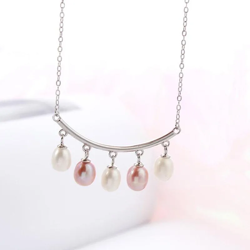 

MeiBaPJ Real Natural Many Pearls Pendant Necklace 925 Sterling Silver Pendant Necklace Fine Party Jewelry