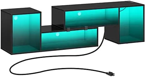 

TV Stand with LED Strip & Power Outlets, Modern TV Stand for 45/50/55/60/65/70 inch tvs, Gaming Entertainment Center Media S Qui