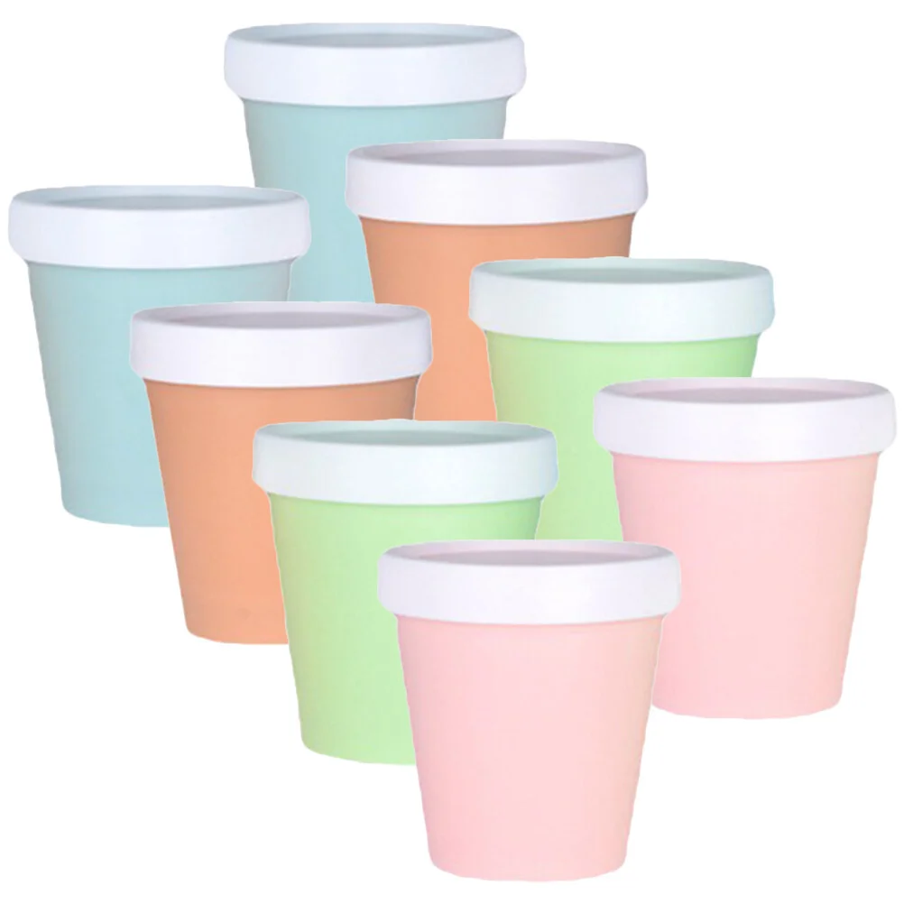 

8Pcs Ice Cream Containers with Lids Soup Bowls Cups Treat Desserts Yogurt Containers 200ml