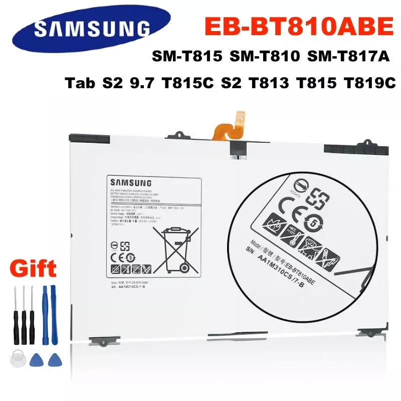

NEW2023 For Galaxy Tab S2 9.7 T815C S2 T813 T815 T819C SM-T815 SM-T810 SM-T817A Original Replacement Battery EB-BT810ABE 5870mAh