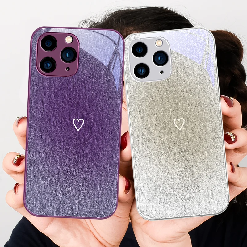 Чехол для телефона из закаленного стекла с фиолетовой металлической краской Iphone