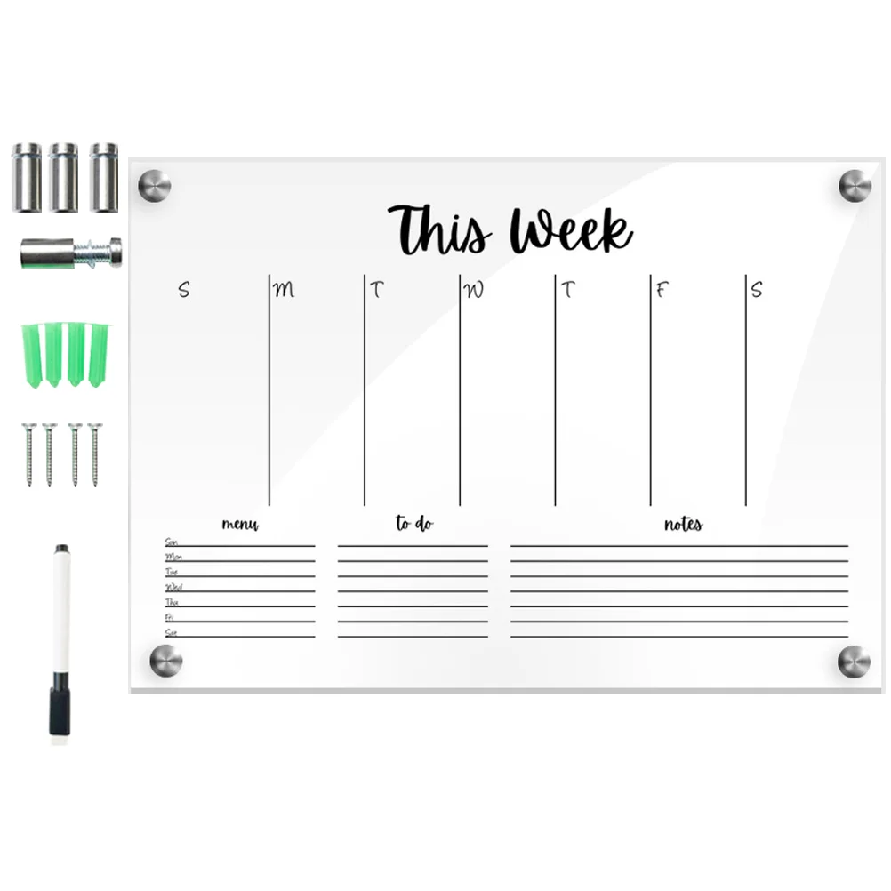 

1 Set of Acrylic Calendar for Wall Dry Erase Board Reusable Acrylic Wall Calendar Weekly Schedule Planner