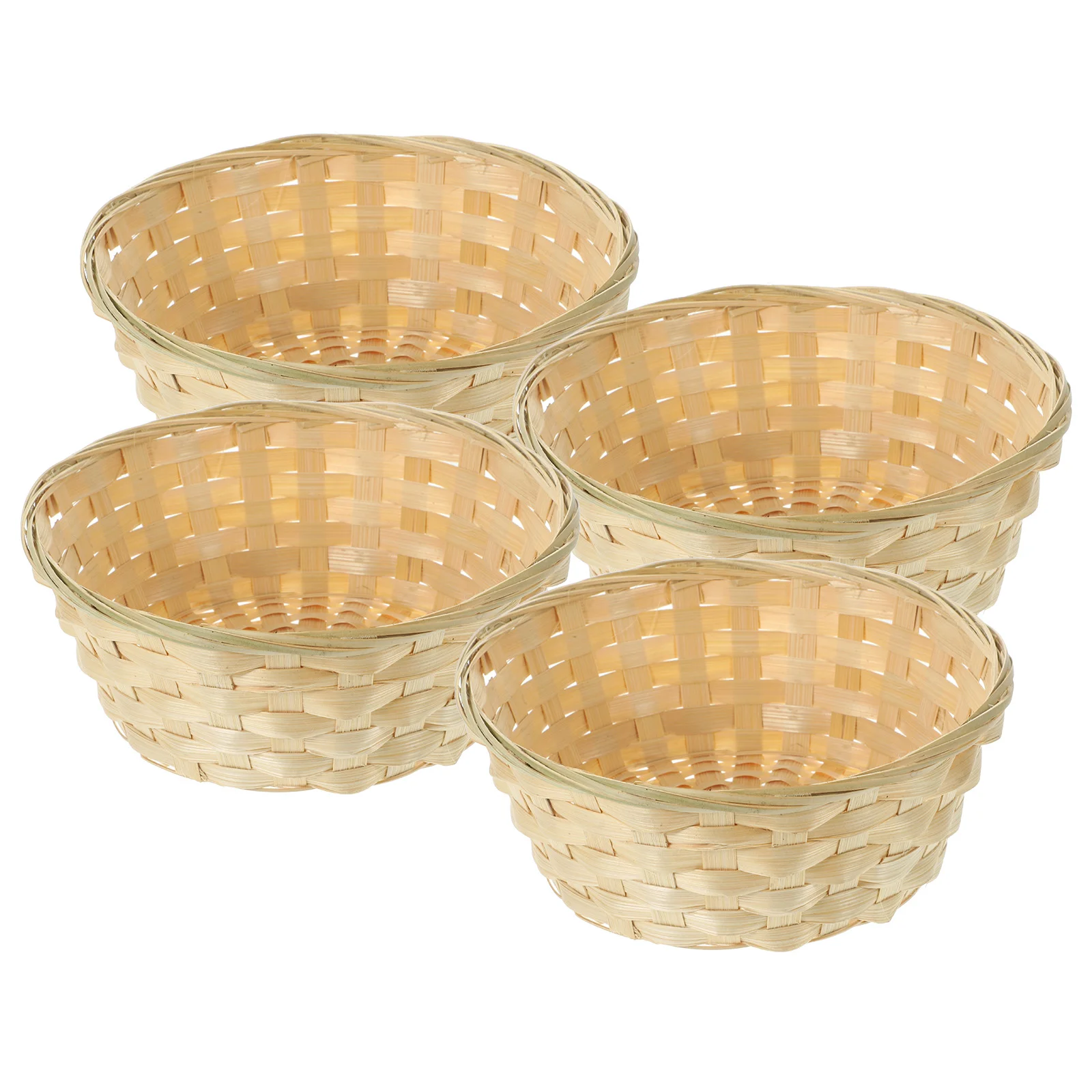 

4pcs Woven Fruit Basket Bamboo Bread Serving Baskets Snack Storage Bowls Storage Baskets