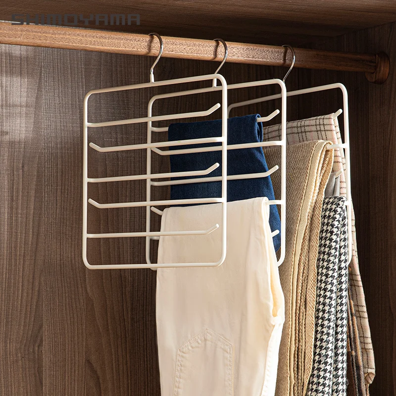 

SHIMOYAMA 6-Layer Pants Hanger Saving Space Multi Layer Trousers Scarf Hanger Non Slip Durable Towel Closet Storage Organization