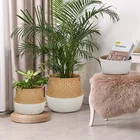 Плетеная корзина для хранения, складная плетеная корзина из ротанга для морских водорослей, держатель для цветочного горшка, домашний декор для хранения, для пикника, продуктов