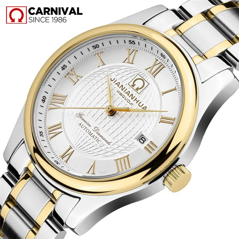 Carnival Brand Fashion Business Automatic Watches for Men Luxury Sapphire Calendar Mechanical Wristwatch Waterproof Reloj Hombre
