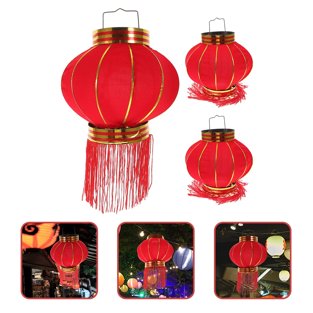 

3 Pcs Home Decoration Chinese Style New Year Decor New Year Hanging Ornament Red Lantern Hanging Lantern Decor