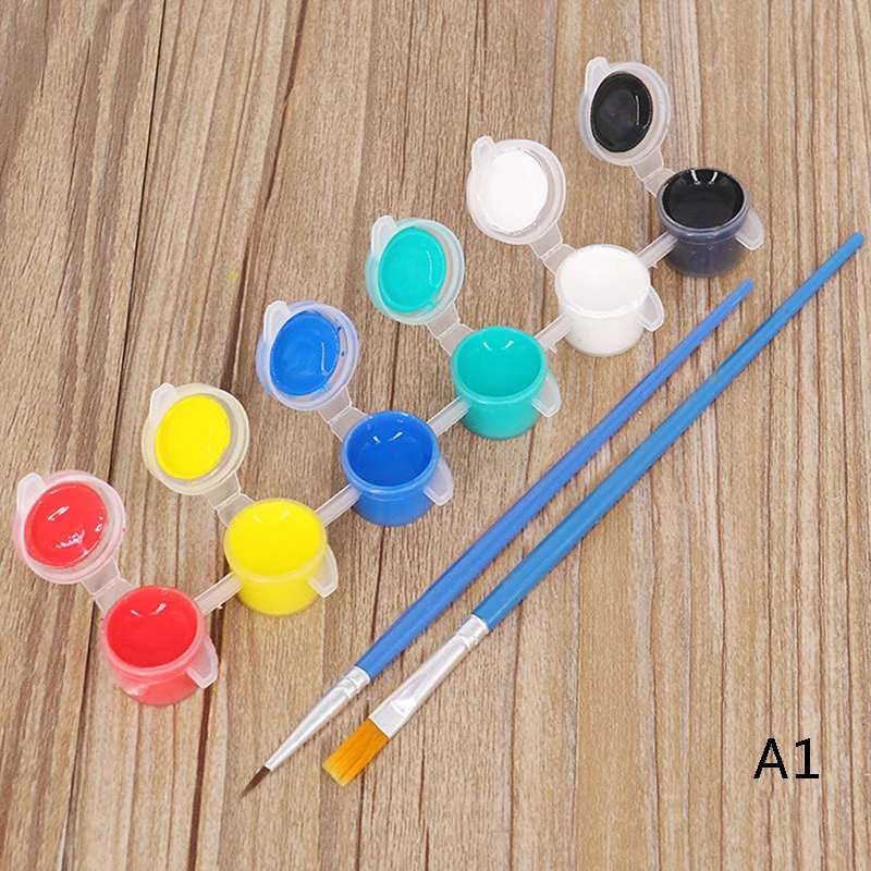 

New 12 Colors Acrylic Paints With 2 Brushs DIY Graffiti Pigment Set For Oil Painting DIY Handmade Toys