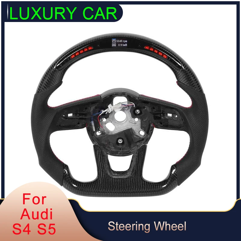 

Steering Wheel LED Shift Lights Display Carbon Fiber Fit for B9 S4 S5 RS3 RS4 RS5 2017+ Nappa Perforated Leather