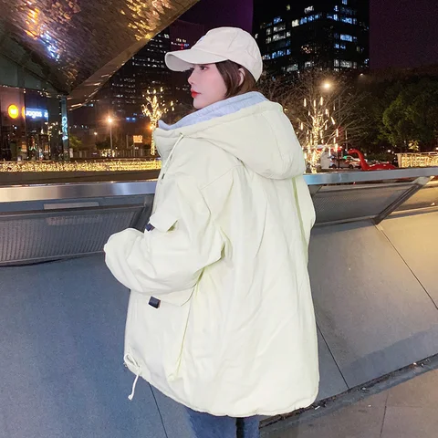Женское утепленное короткое пальто из хлопка, Корейская версия, свободная осенне-зимняя куртка, пальто, Новое поступление 2023