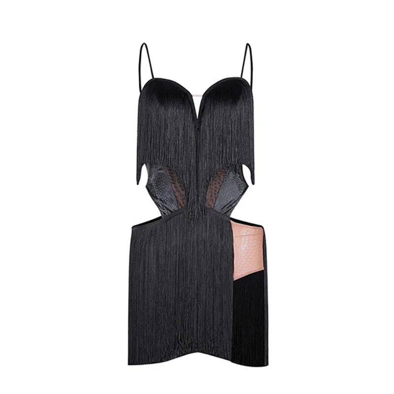 Платье для латиноамериканских танцев с бахромой