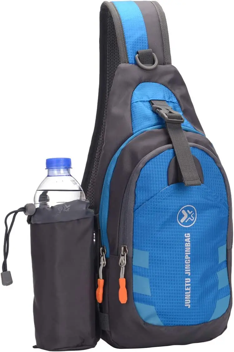 

Mochila tiracolo impermeável, resistente ao desgaste, bolsa transversal com suporte de garrafa de água removível, para esport