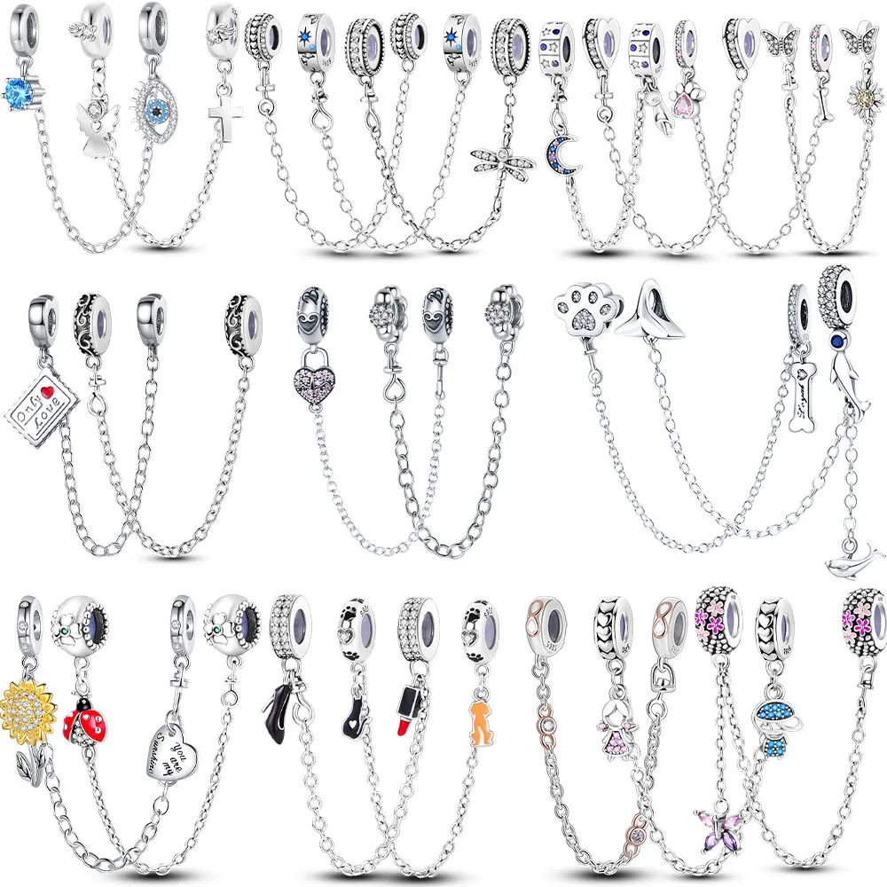 

HOT Sale 925 Sterling Silver Safety Chain Fit Original Pandora Bracelet DIY Jewelry For Women Fashion Making Shining Charm