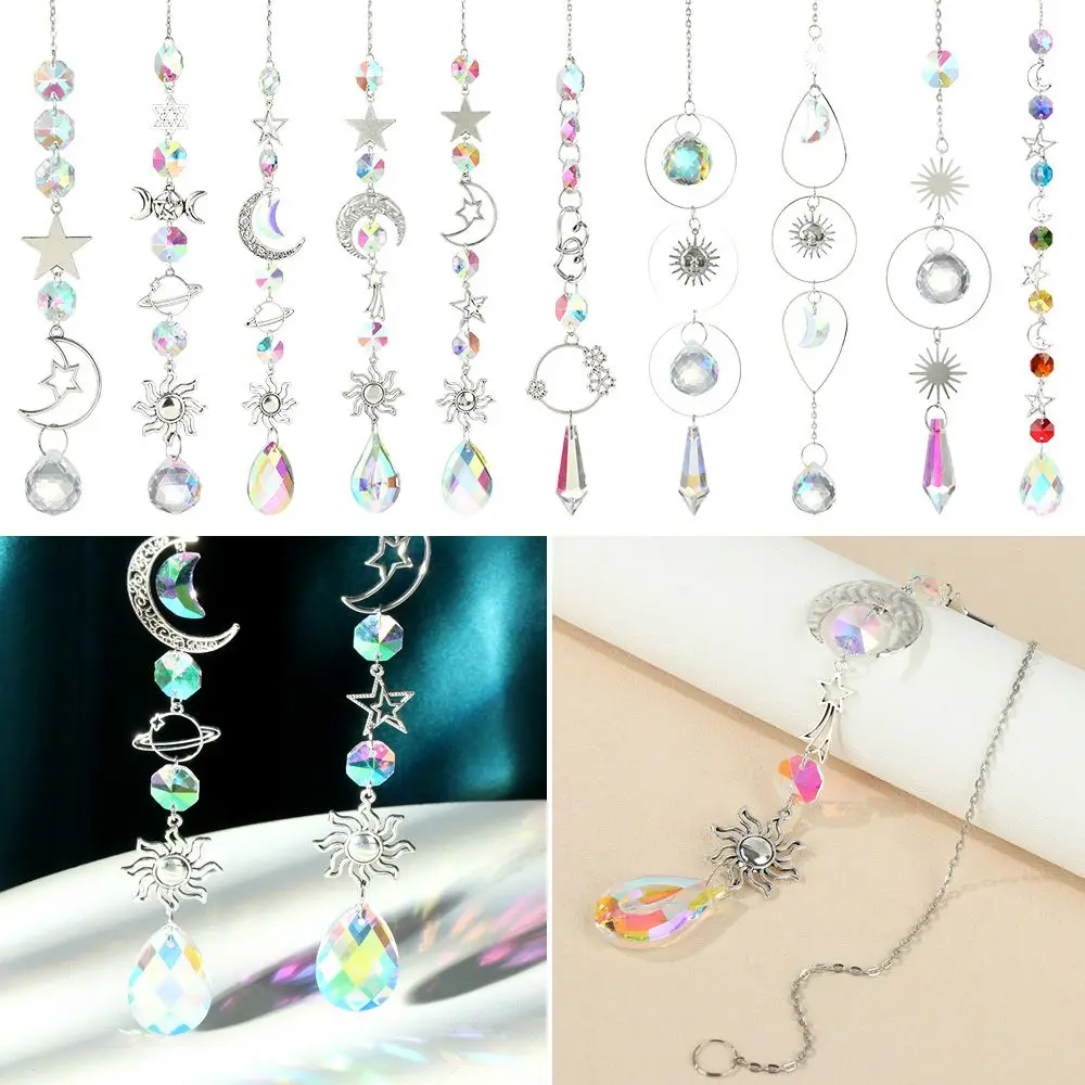 

Curtains Embellishment Home Decoration Rainbow Light Sun Catcher Crystal Wind Chime Star Moon Hanging Prisms Pendant