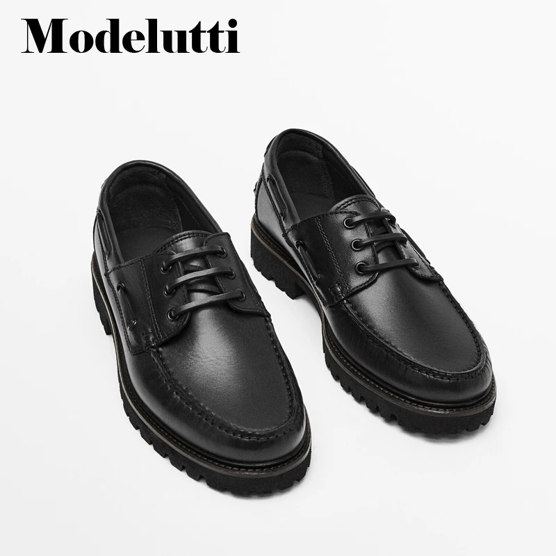 

Modelutti 2022 New Spring Summer Fashion Men Genuine Leather Slip-on Shoes Commute Solid Simple Casual Business Shoes Male