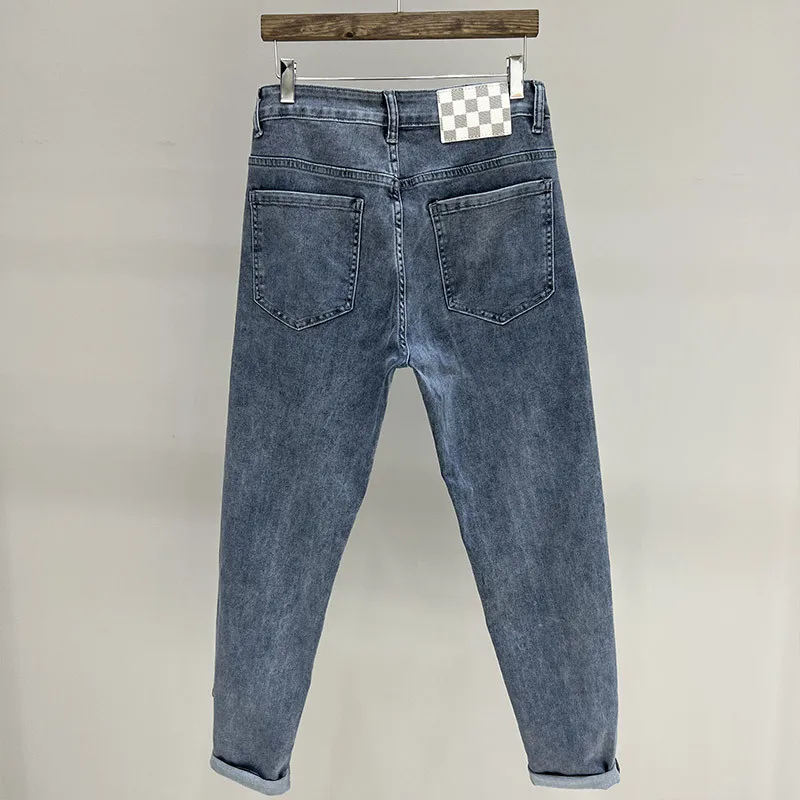 Мужские джинсы с квадратным принтом модные высококачественные недорогие