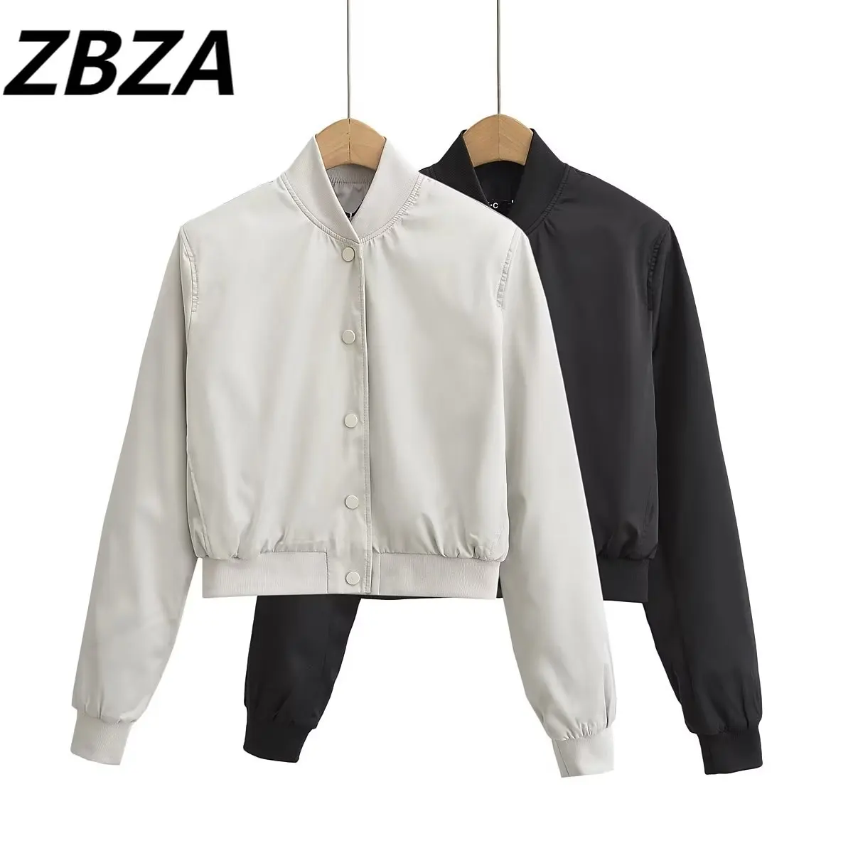 

Женская короткая Летающая куртка ZBZA с атласной текстурой, винтажная женская верхняя одежда на молнии с длинным рукавом, шикарная верхняя одежда, новинка 2023