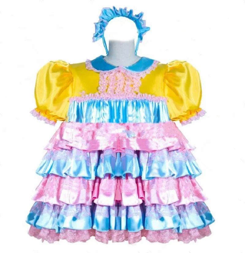 

French Sissy Sexy Short Lockable Satin Baby Skirt Unified Maid Role-playing Costume Customization